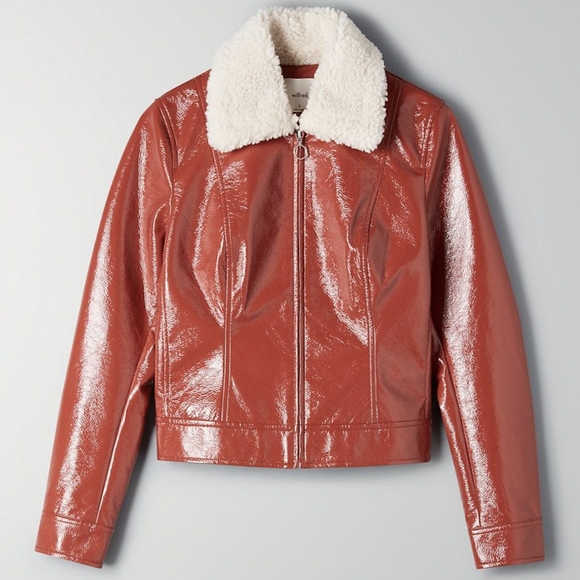 Aritzia Wilfred Tempest Vinyl Sherpa Aviator Jacket - Picture 3 of 14